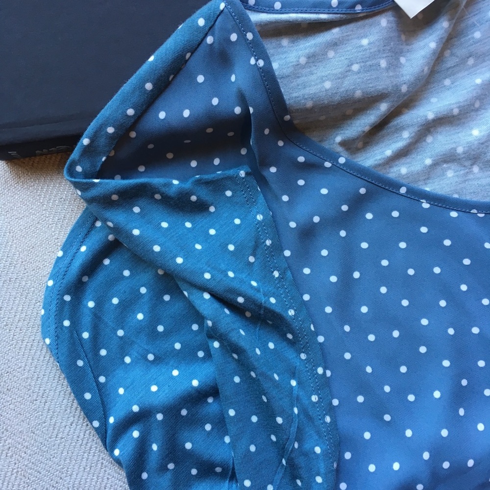 LOFT | Polkadot Crop-Sleeve Top | S - Picture 7 of 8